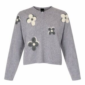 NWOT Aaeda Women’s Gray Felt Floral Women's Sweatshirt